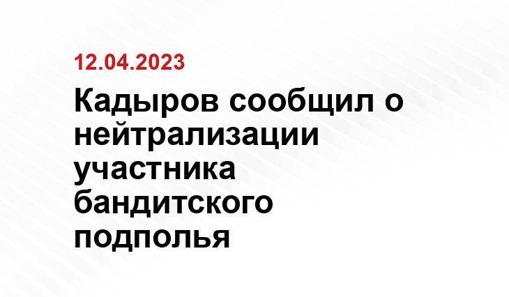 Кадыров сообщил о нейтрализации участника бандитского подполья